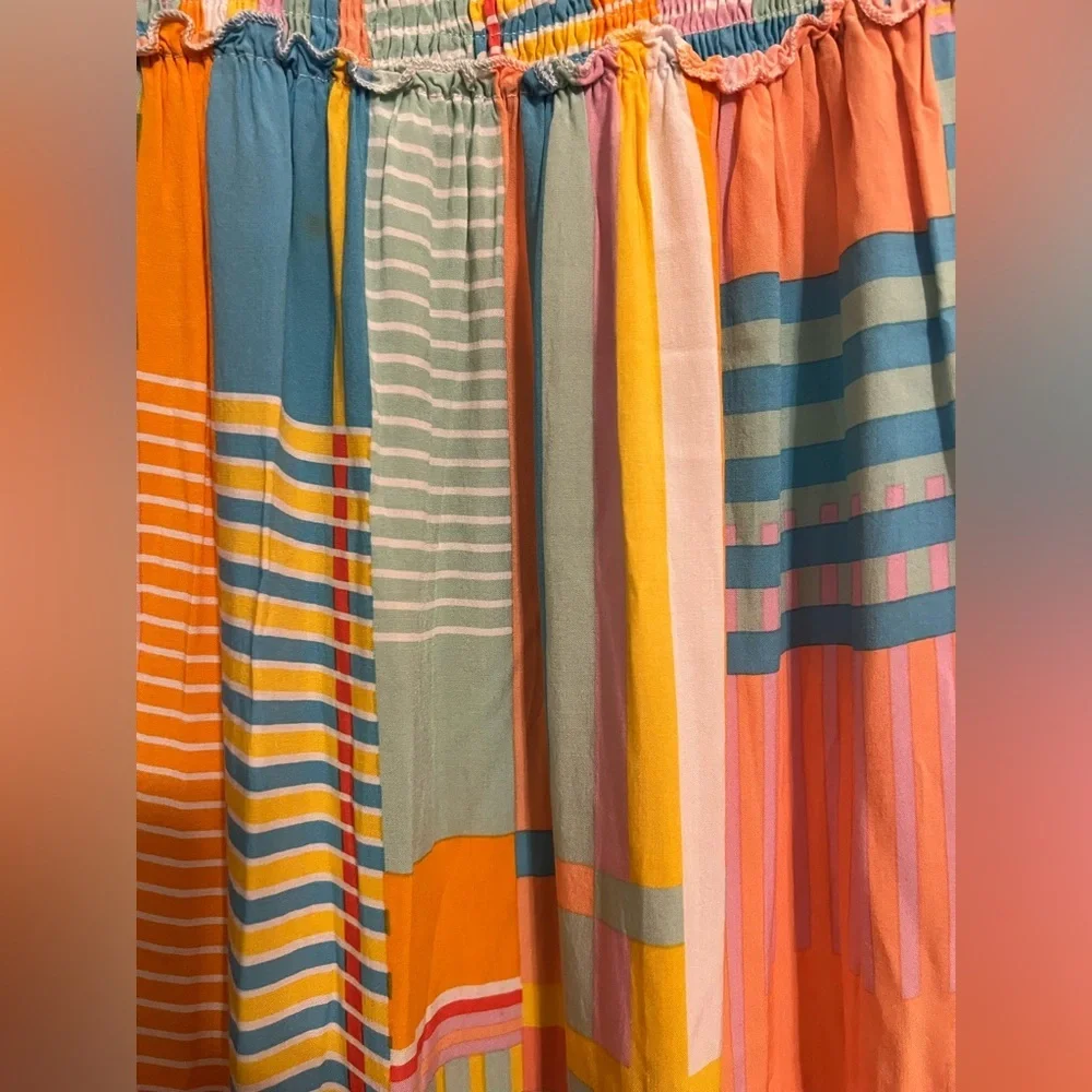 Anthropologie | Abel The Label Colorful Maxi Patchwork Dress Strapless - Picture 2 of 8